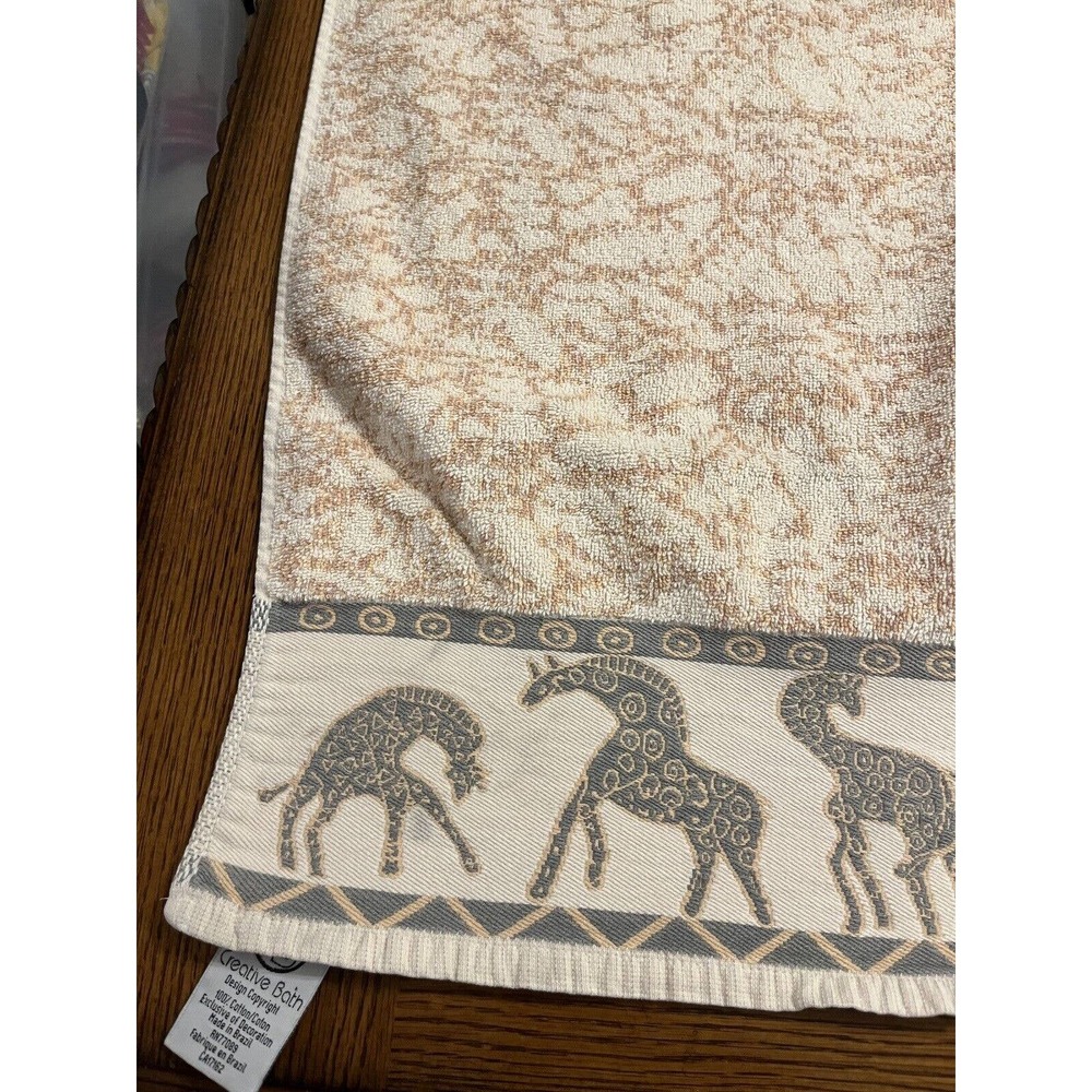 Vintage Creative Bath Tribal Giraffe Design Bath Towel Embroidered EUC - Picture 15 of 16